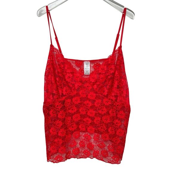 uknown Tops - Sheer Red Floral Lace Camisole 2X/2T NWOT